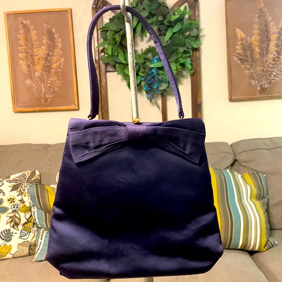 Vintage 1940s M M Peaude Faille Clutch satin Hand bag with change purse - Picture 1 of 13